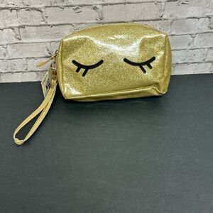 Rock and Rose Hobby Lobby Gold Sparkle Bag Closed Lashes 7in X 5in Wristlet NEW